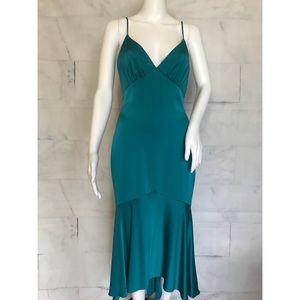 Theia High Low Flounce Teal Dress